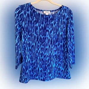 Carmen Marc Valvo Vibrant Blue Animal Print Top